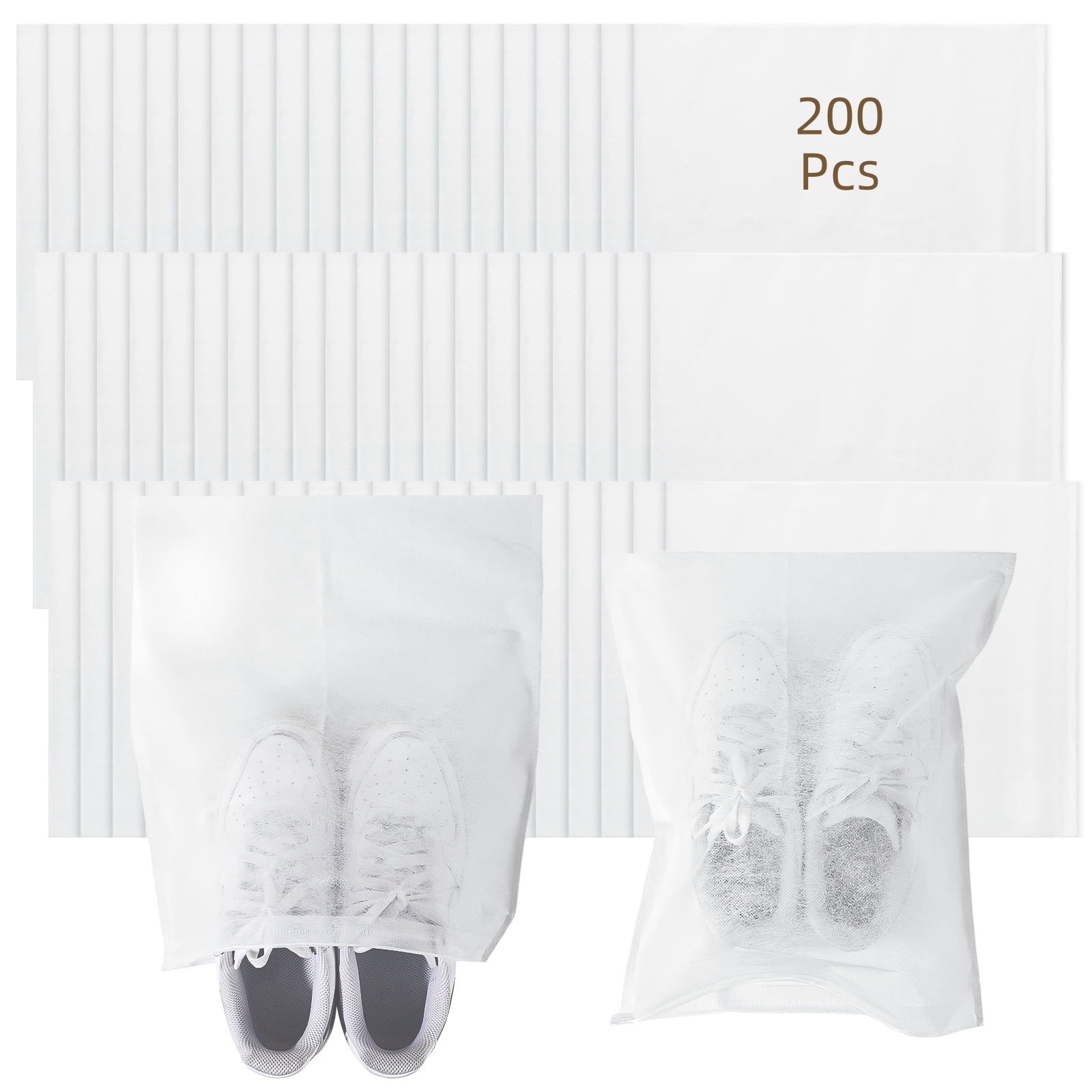 200Pcs Dustproof Shoe Storage Bags, Breathable Non-woven Shoe Pouches, Drawstring Storage Organizers for Travel