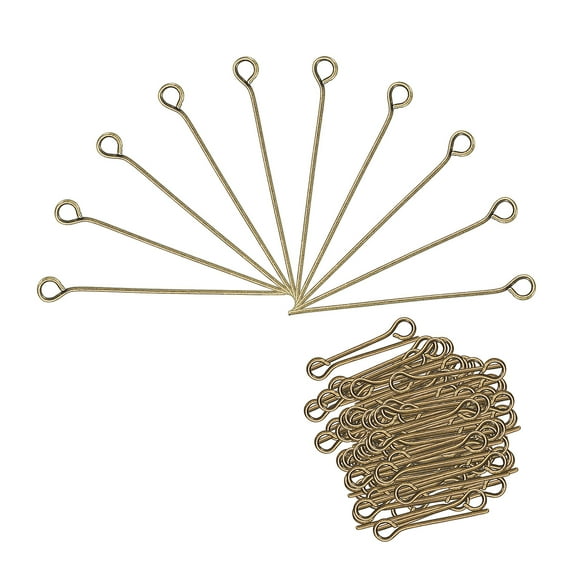 200Pcs Eye Pins Jewelry Findings Eye Pins 30mm Iron Eye Pins for Jewelry Making 21 Gauge Bronze