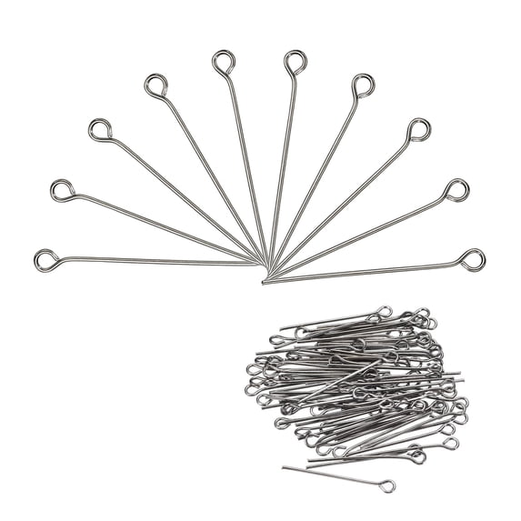 200Pcs Eye Pins Jewelry Findings Eye Pins 30mm Iron Eye Pins for Jewelry Making 21 Gauge Dark Gray