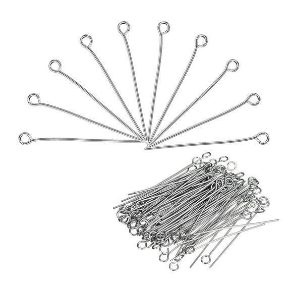 200Pcs Eye Pins Jewelry Findings Eye Pins 30mm Iron Eye Pins for Jewelry Making 21 Gauge White