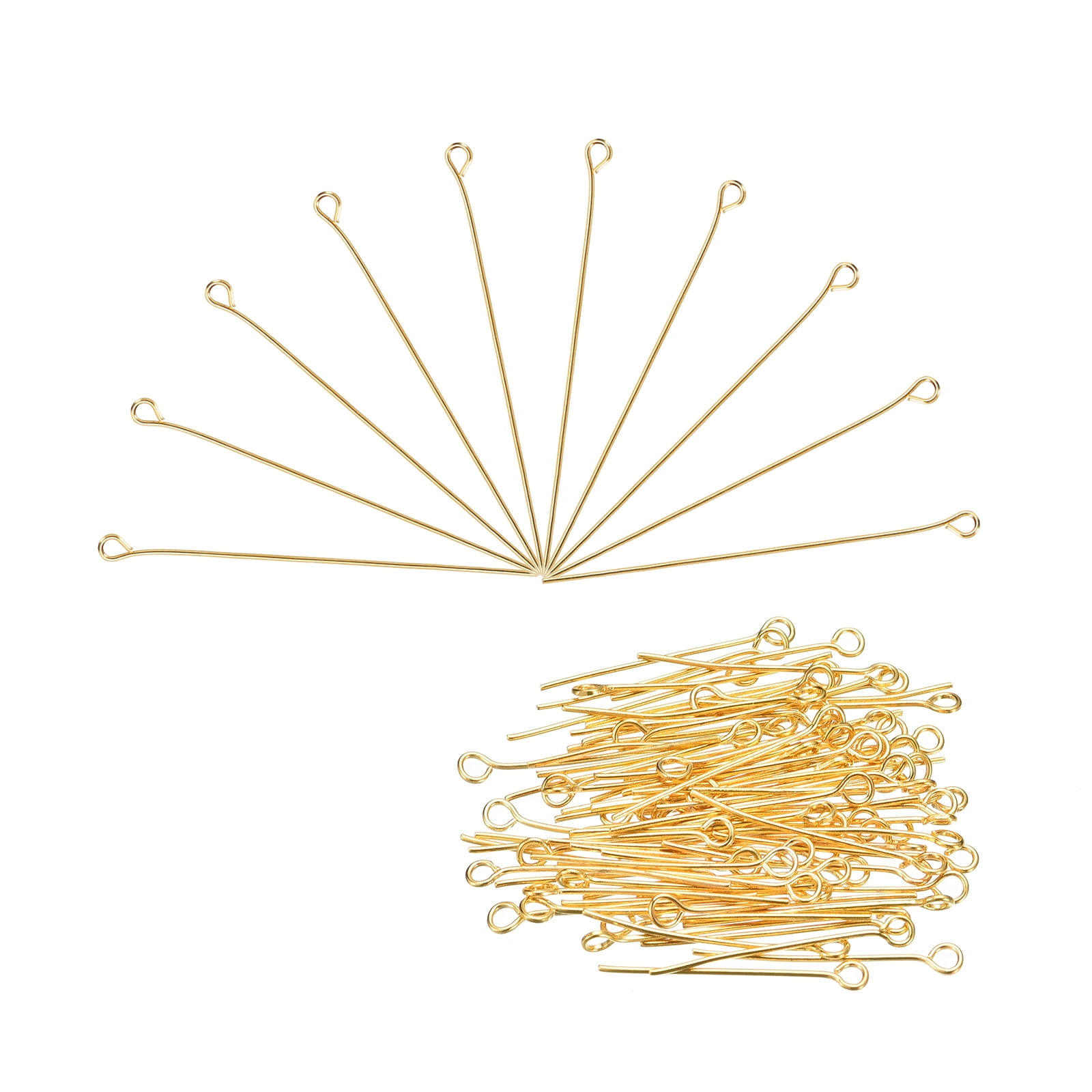 200Pcs Eye Pins Jewelry Findings Eye Pins 50mm Iron Eye Pins for