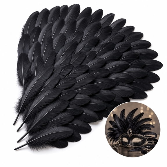 200Pcs Feathers Bulk, Black Feathers for DIY Crafts, Cosplay Wings, Gothic Costumes, Masks and Themed Party Home Decorations, 6-8 Inch 15-20cm