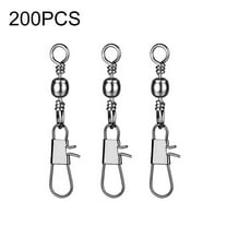 200Pcs Fishing Rolling Barrel Swivel With Safety Snap Connector Twist-Free Fishing Complete Fishing Kit Fish Tackle Accessories