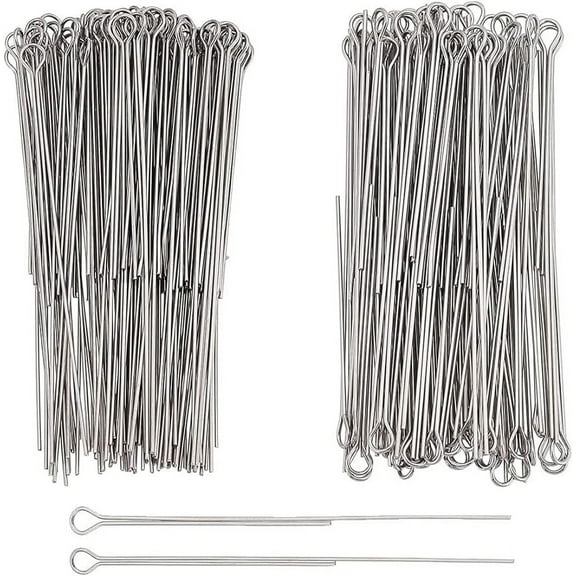 200Pcs Fishing Spinner Shaft 70x0.7-0.8mm Wire Spinner Bait 304 Stainless Steel Fishing Looped Spinner Parts Component for Fishing Lure Making Supplie