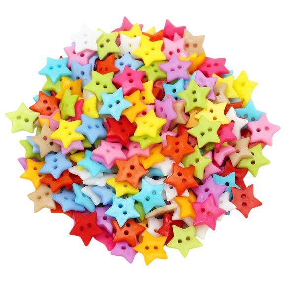 200Pcs Five Pointed Star Shape Buttons with Two Hole Colorful Sewing Buttons For Handmade Art Craft