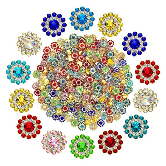 200Pcs Flower Shape Sew on Rhinestones for Clothing Dress Jewelry and Costume Flatback Rhinestones Glass Stone with Hole