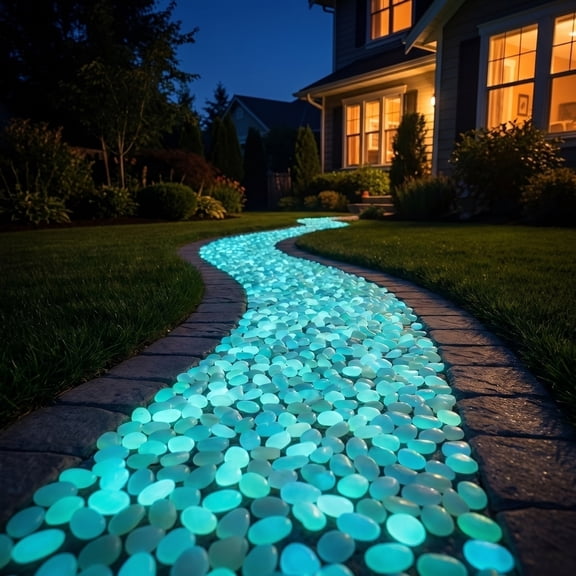 200Pcs Fluorescent Garden Rocks Glow in the Dark Luminous Stones for Walkway Edging Flowerbed and Fish Tank Landscaping, Yellow