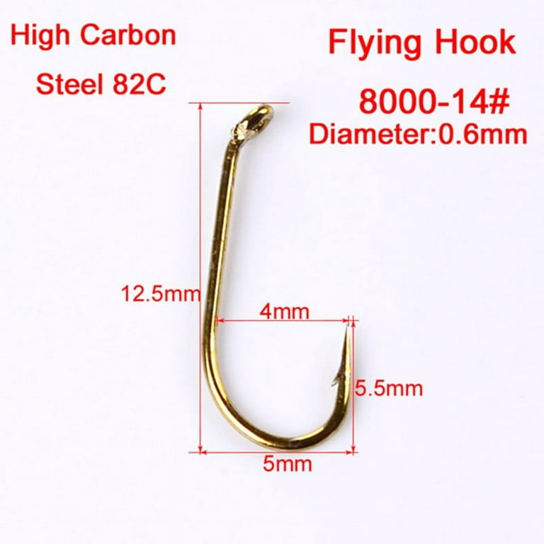 200Pcs Fly Fishing Hooks 4 Sizes Fishing Trout Salmon Dry Fly Fishing Hook  