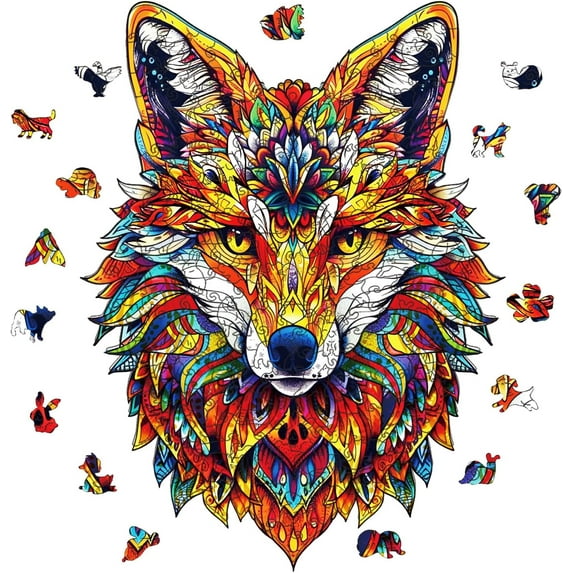 200Pcs Fox Wooden Jigsaw Puzzles for Adults 35x21cm Wood Adult Puzzles Unique Shaped Wooden Puzzles Animal Colorful Jigsaw Puzzles