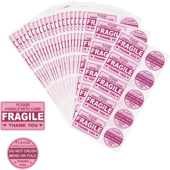 200Pcs Fragile Stickers for Shipping Do Not Crush Bend or Fold Do Not Drop Labels Self Adhesive Warning Stickers for Packages Envelopes Cartons Pallets Moving Mailers