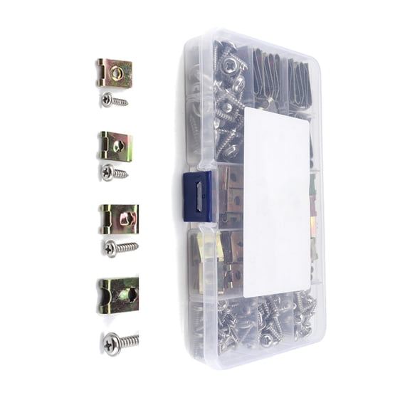 200Pcs Galvanized U Nuts and Flange Self-Tapping Screws Strong and Rust-Resistant Hardware for Car Body Ornaments