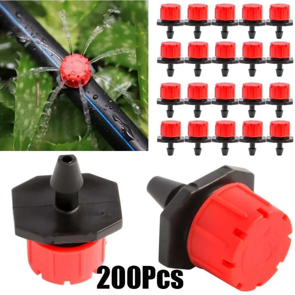200Pcs Garden Hose Irrigation Sprinklers Micro Drippers Emitter Drip Head Adjust