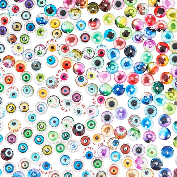 200Pcs Glass Eyes Cabochons DIY Scrapbooking Crafts Toy Accessories Mixed Color 12mm