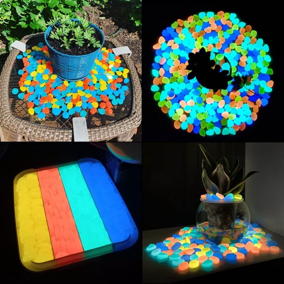 200Pcs Glow in The Dark Rocks Outdoor, Orange Solar Rocks for Landscaping, Outdoor Decor Glow in The Dark Stones, Glowing Pebbles for Garden Backyard Patio Lawn Pond Fish Tank Aquarium Decor