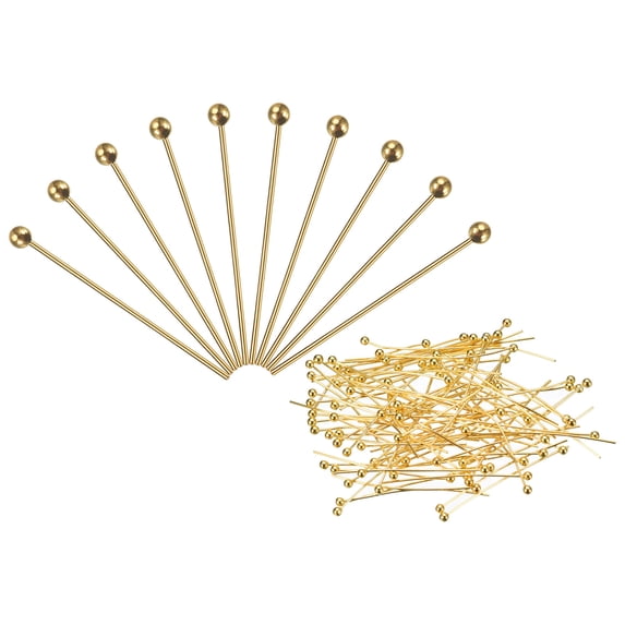 200Pcs Gold Ball Head Pins 45mm Wire Head Pins 24 Gauge Brass Head Pins for DIY Craft Jewelry Making