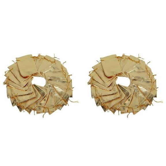 200Pcs Gold Foil Organza Bag Candy Gift Bags Wedding Favor Pouch Gift Bags Drawstring Pouch