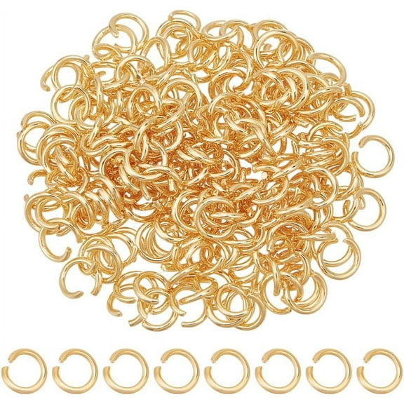 200Pcs Gold Jump Rings 5mm Stainless Steel Open Jump Ring 18K Gold Plated Jump Rings Unsoldered Ring Connectors Small Split Ring Jewelry Making Findings for DIY Crafts
