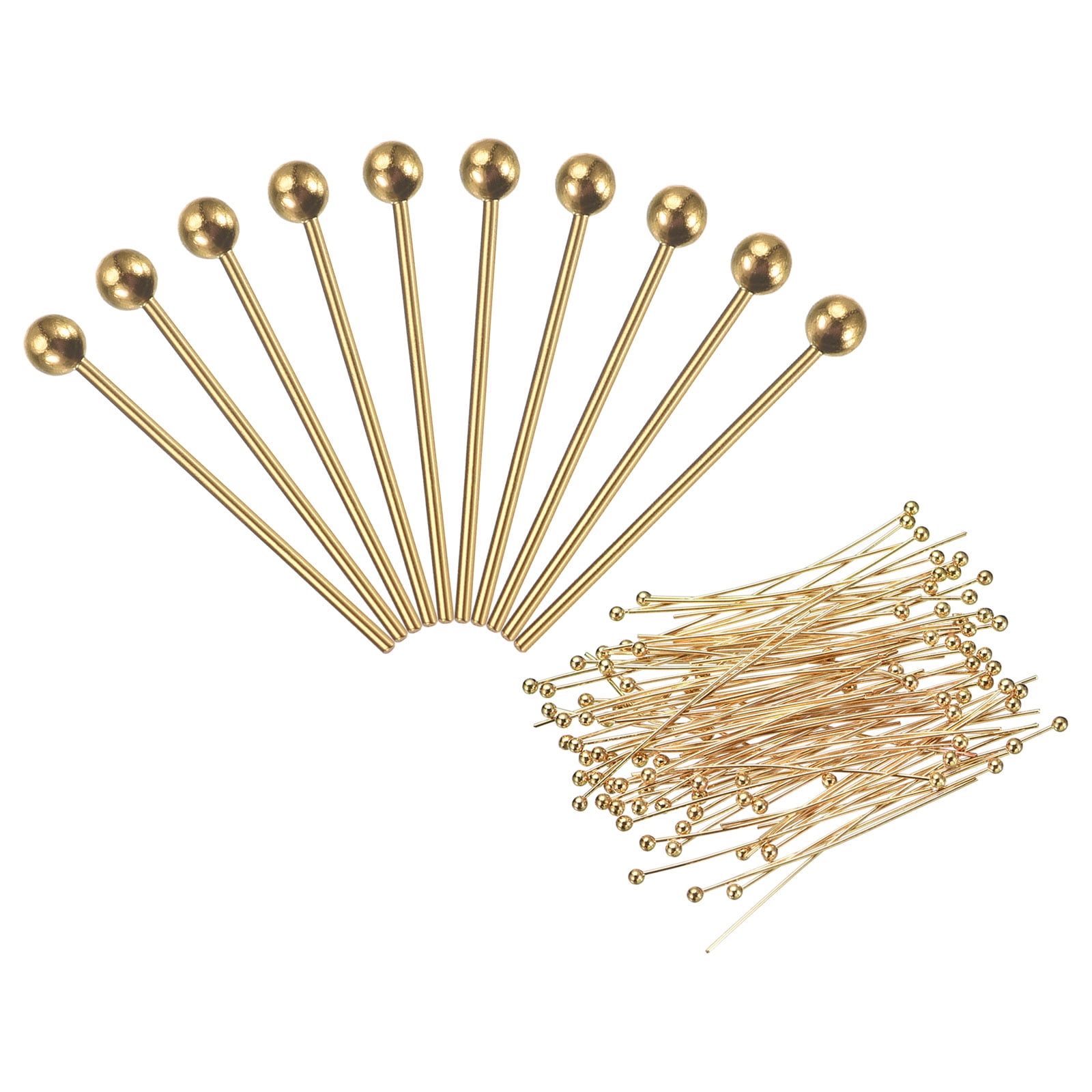 Plated Pin 200Pcs Gold Plated Ball Head Pins 16mm Wire Head Pins 24 Gauge Brass ...