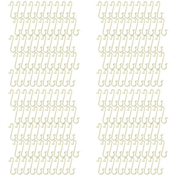 200Pcs Gold S-Shaped Metal Christmas Ornament Hooks, No Drill Hanging Hooks for Xmas Tree Baubles, Festive Ornament Hangers for Holiday Decor, Multi-Purpose Metal Hooks for Home & Garden