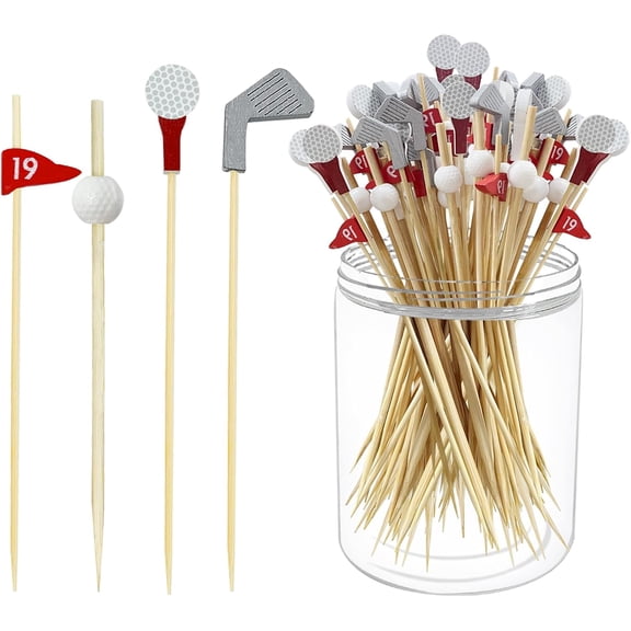 200Pcs Golf Cocktail Picks,4.7 Inch Golf Theme Toothpick Sandwich Fruit Cocktail Picks for Golf Catered Events Buffet Party Holiday Supplies,Style B