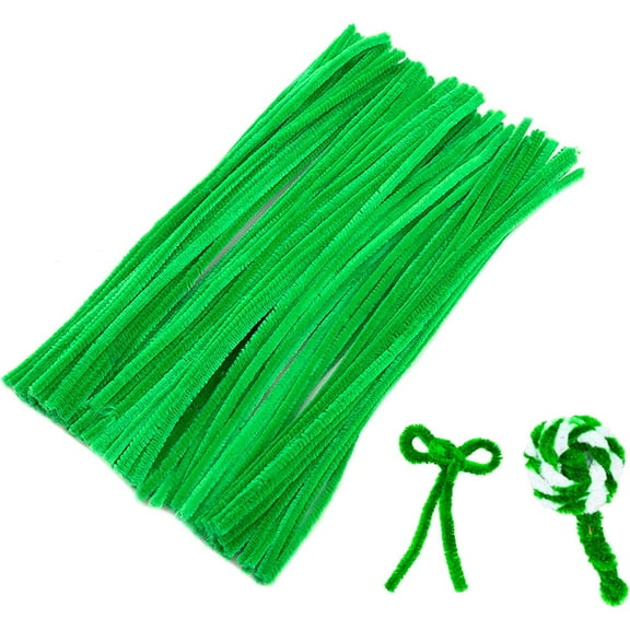 200Pcs Green Pipe Cleaners30cmX6mm Pipe Cleaners Craft Chenille Stems for DIY Art Creative Crafts (Green200)