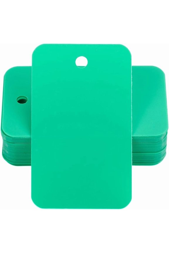 200Pcs Green Shipping Tags Blank Waterproof Plastic Tags 1.18 x 1.97 Inch Rectangle Eyelet Hole Identification Hanging Tag Labeling for Identify Name ID Card Handbag Luggage Outdoor Tagging Green DIY