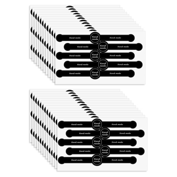 200Pcs Handmade Food Baking Seal Stickers, Black Long Strip Baked Sealing Labels Self Adhesive Sticker for Baking Craft Arts Food Food Retail Package