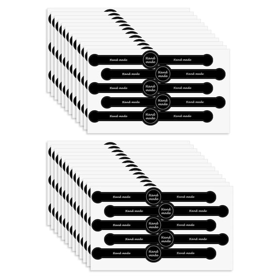 200Pcs Handmade Food Baking Seal Stickers, Black Long Strip Baked Sealing Labels Self Adhesive Sticker for Baking Craft Arts Food Food Retail Package