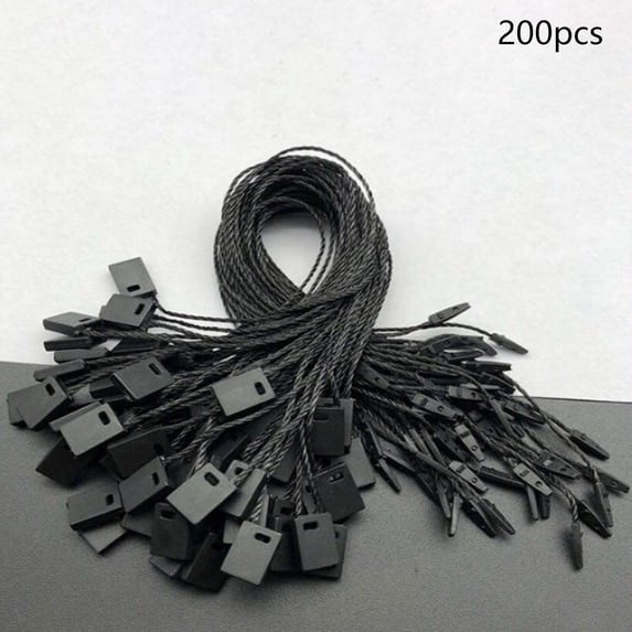 200Pcs Hang Tag Strings Fastener Ties Snap Lock Pin Crafts Tag Hanging Ropes Clothing Tags Strings for Labeling Supplies Belt Black