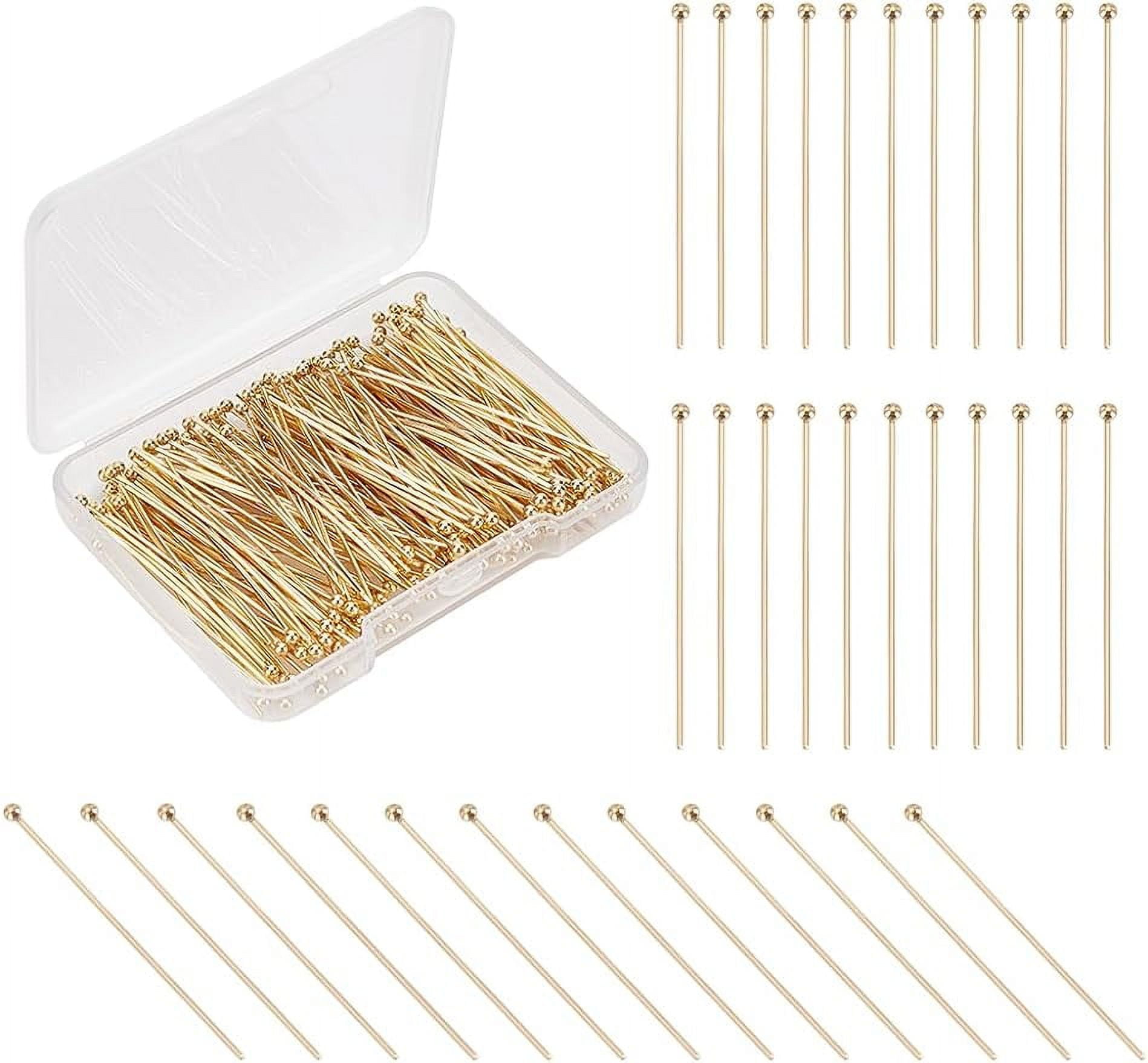 200Pcs Head Pins 40mm Ball Head Pins 24 K Gold Plated 304 Stainless Steel  Beading Pin 21Guage for Jewelry Making 