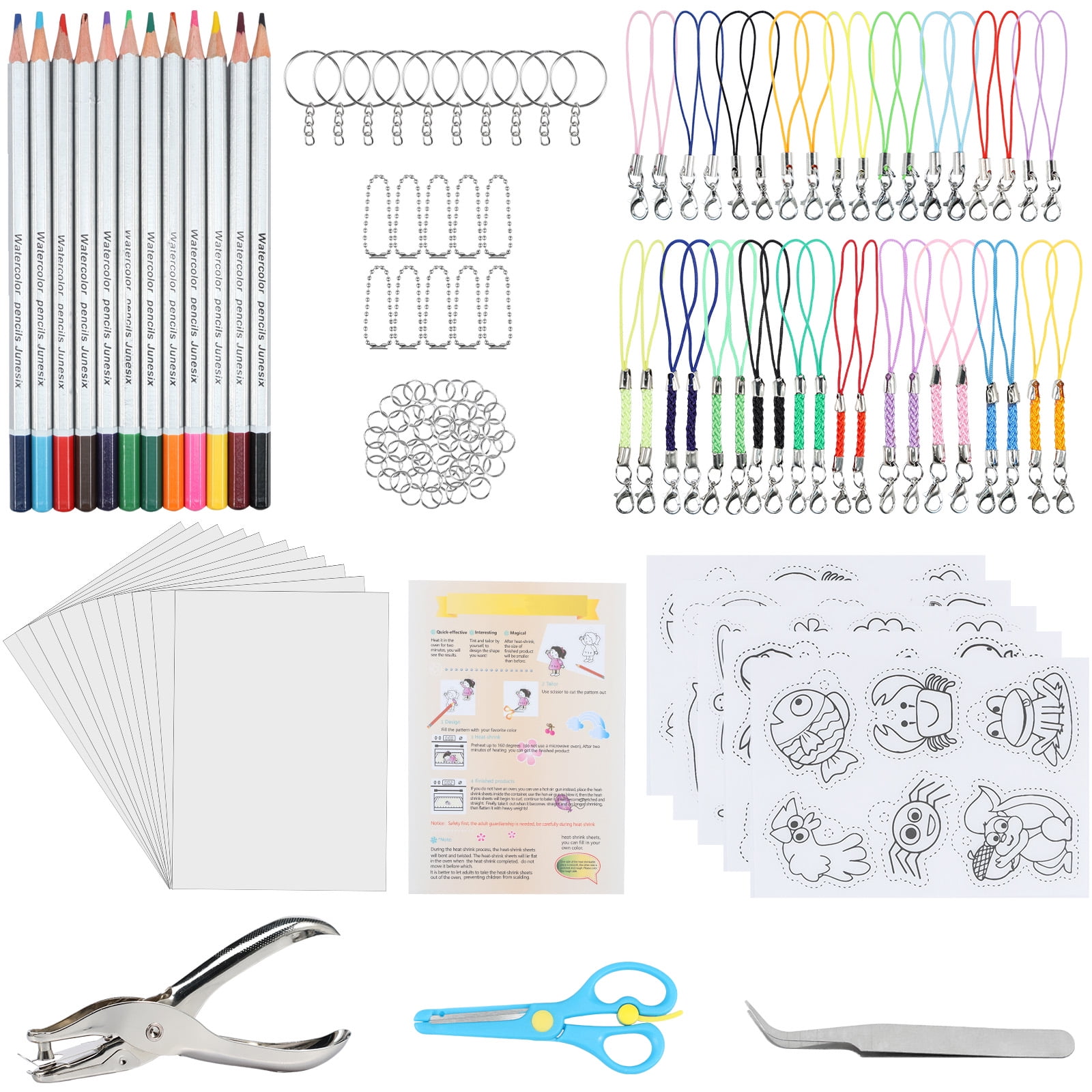 Warckon 198 PCS Shrink Plastic Sheet Kit Include 20 Blank Sheets Shrinky Art Paper