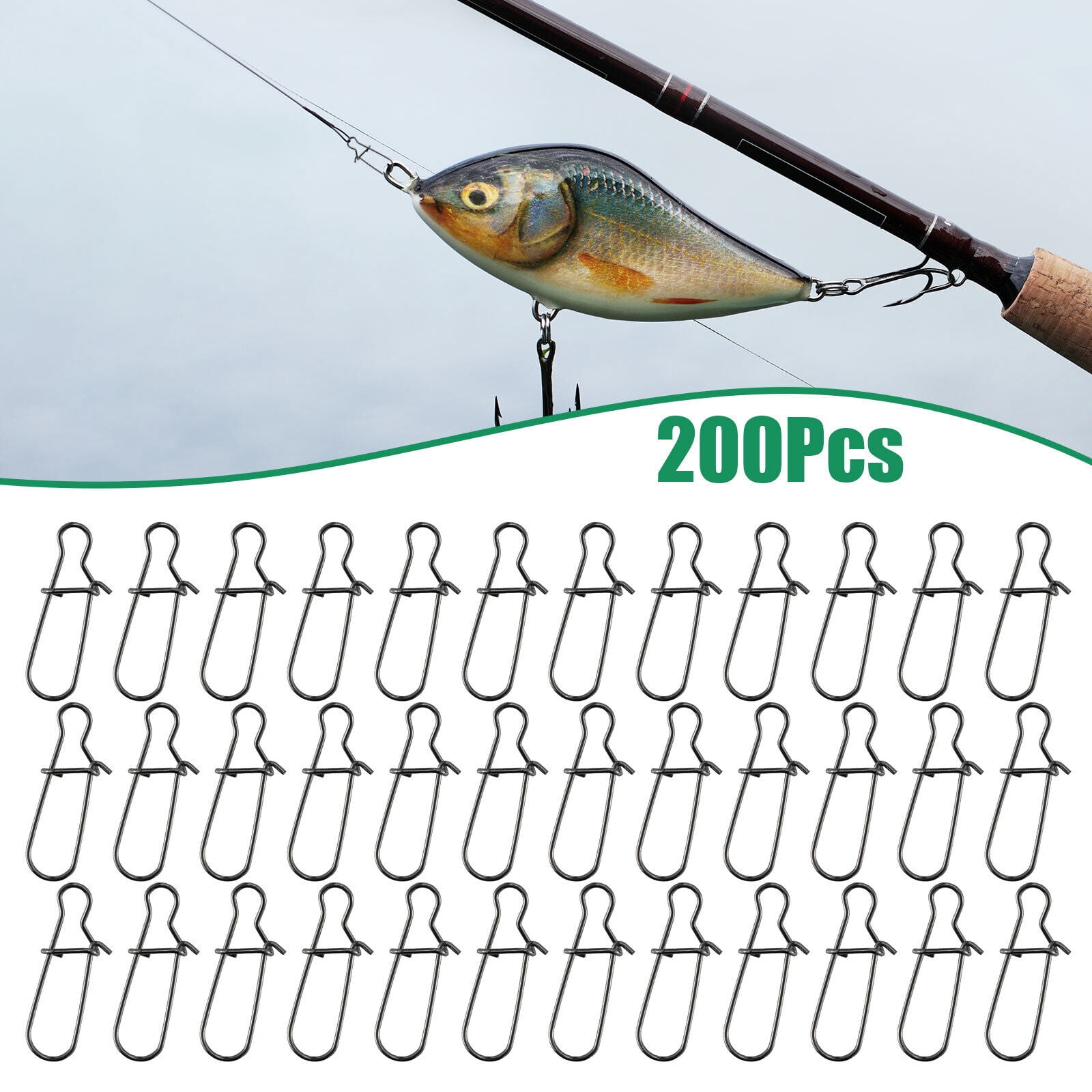 200PCS/Box Tackle Swivel Snap Stainless Steel Fishing Split Rings Fish - View #7