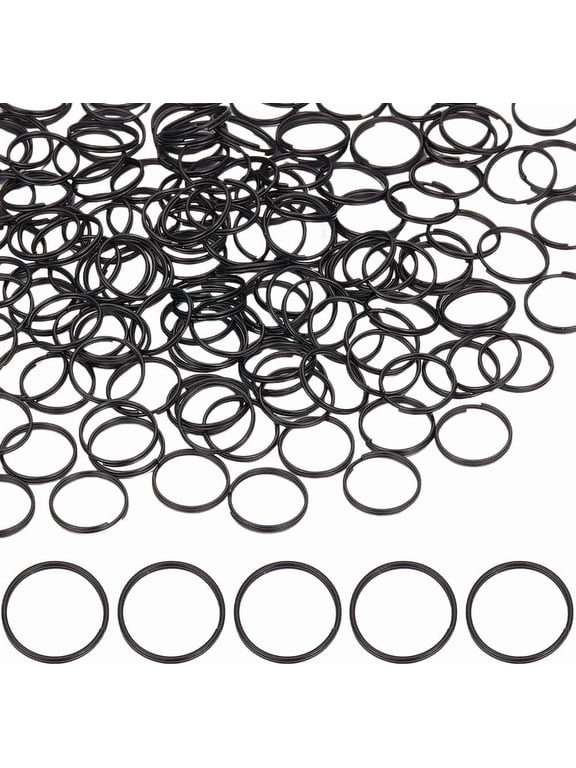 200Pcs Iron Split Key Rings Keychain Ring Electro oresis Black 15x1.5mm Inner Diameter: 13.5mm DIY Supplies