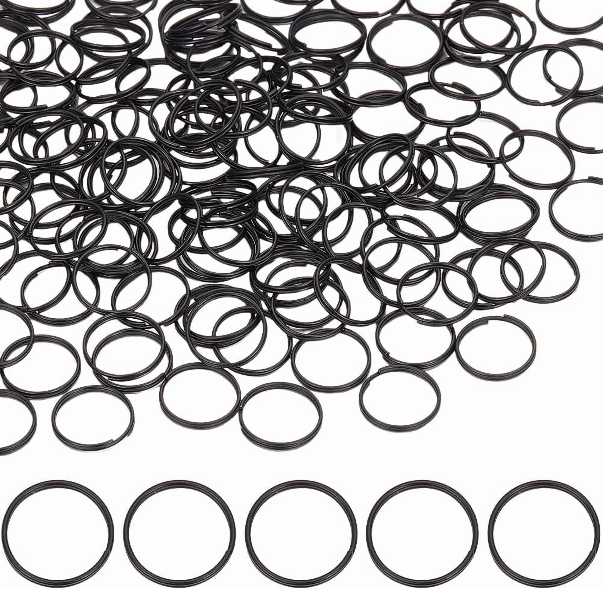 200Pcs Iron Split Key Rings Keychain Ring Electrophoresis Black 15x1 ...