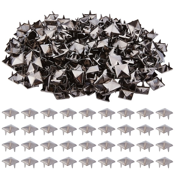 200Pcs Iron Studs Rivets for DIY Leather Craft Square Gunmetal 10x10x7mm