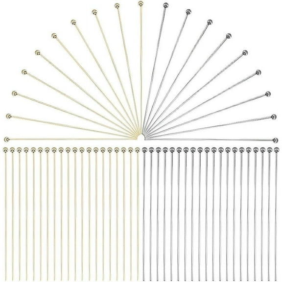 200Pcs Jewelry Head Pins 50mm 304 Stainless Steel Ball Head Pins Bendable Long Craft Head Pins for Jewelry Crafts
