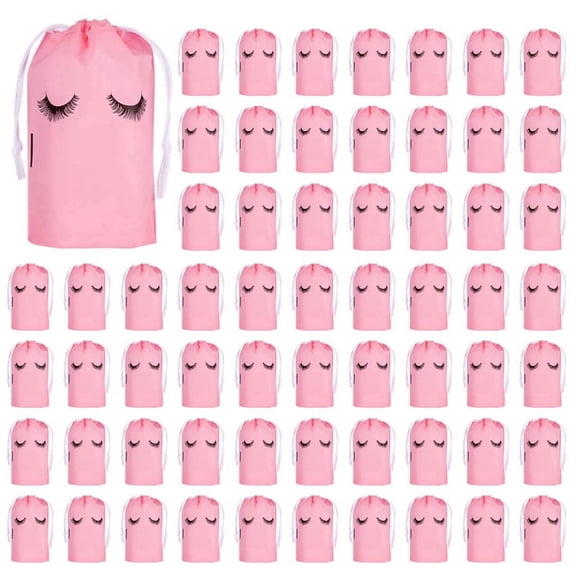 200Pcs Lash Bags for Clients Lash Goodie Bags for Clients Bags Eyelash Extensions Makeup Bags Pink