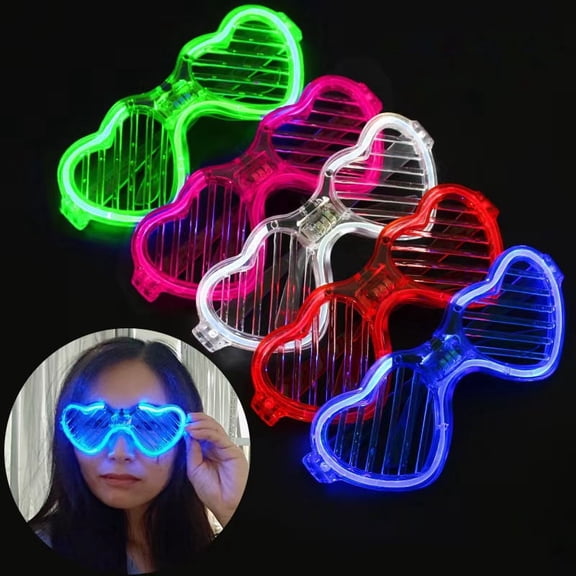 200Pcs Led Neon Party Glasses Light Up Sunglasses Heart Shaped Glow in the Dark Glasses for Kids Adults Party Supplies