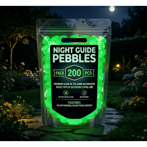 200Pcs Luminous Pebbles Stones,Luminous Stones Glow in The Dark Garden Pebbles Rocks,Glow in The Dark Garden Pebbles Stones Rocks for Home Outdoor Walkways Garden Path Patio Lawn Garden Yard