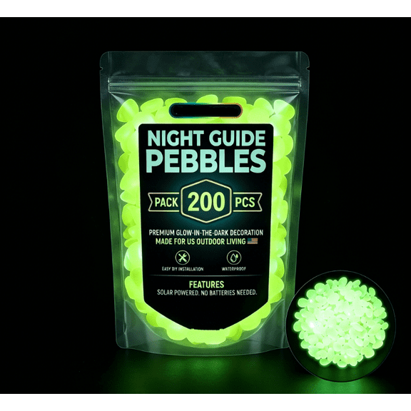200Pcs Luminous Pebbles Stones,Luminous Stones Glow in The Dark Garden Pebbles Rocks,Glow in The Dark Garden Pebbles Stones Rocks for Home Outdoor Walkways Garden Path Patio Lawn Garden Yard