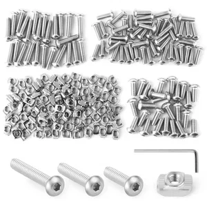 200Pcs M3 T-Nuts Assortment Kit, Hammer Nut With Hex Button Head Screws For P...