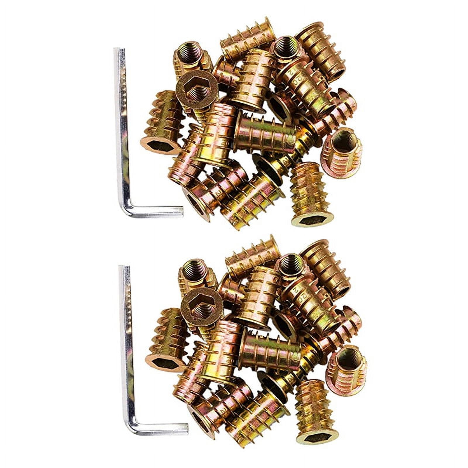 200Pcs M6 x 15mm Furniture Screw in Nut Threaded Wood Inserts Bolt