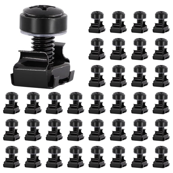 200Pcs M6x16mm Computer Rack Mount Cage Screws and Nuts & Washers for Rack Mount Server Cabinet,200 x Computer Rack Mount Cage Screws and Nuts,Black