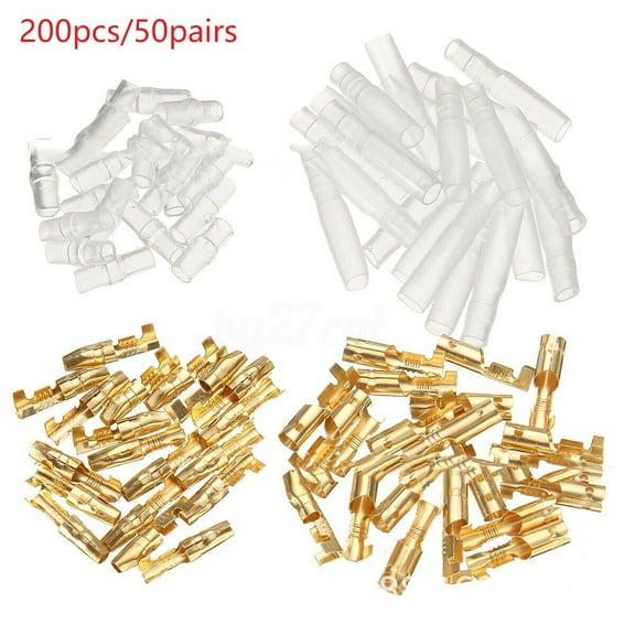 200Pcs Male Female Bullet Connector 3.9-4.0mm Terminals Socket Insulator Sleeve
