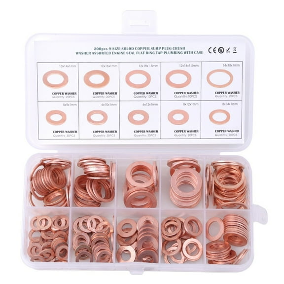 200Pcs Metal Oil Drain Plug Crushes Washer Gaskets Oil Drain Plug Crushes Washers Gaskets Gaskets