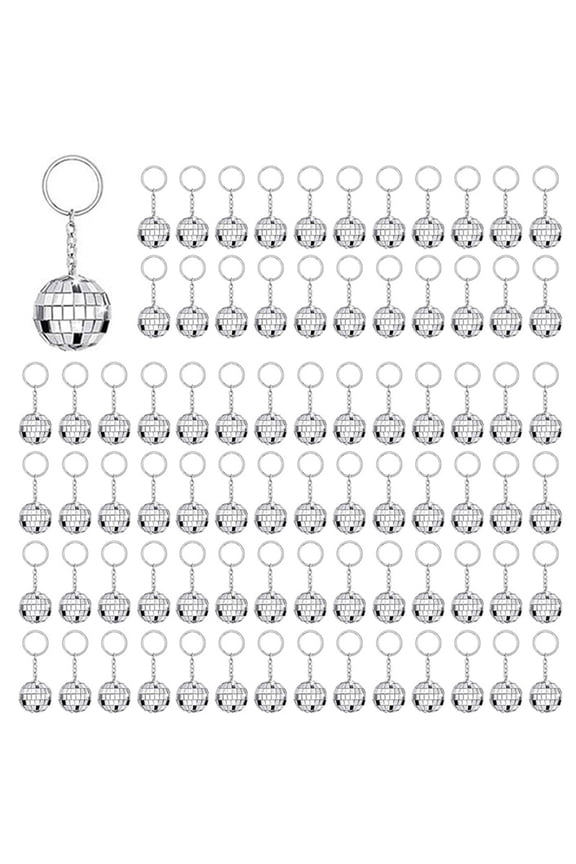 200Pcs Mini Disco Ball Keychain, Mirror Disco Ball Bulk Keyring Party Favors for 70s 80s Disco Party Supplies