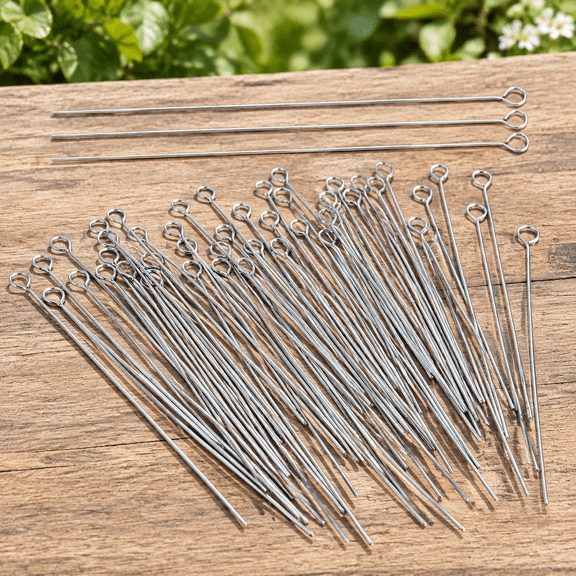 200Pcs Mini Metal Wire Eyepins Beading Small Open Eye Head Pins Needles Stainless Steel Eye Pins for Jewelry Making DIY Craft Bead Earring Pendant Necklace Bracelet Making
