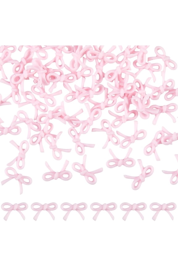 200Pcs Mini Nail Charm Bows 3D Decoration Resin Pink Cute French Ribbon 0.3In Butterfly Bowknot DIY Crafts
