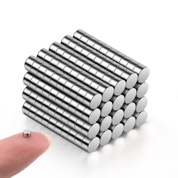 200Pcs Small Refrigerator Magnets 3x2mm, Nickel Plated Micro Magnets for DIY Projects Whiteboard Photos, Silver