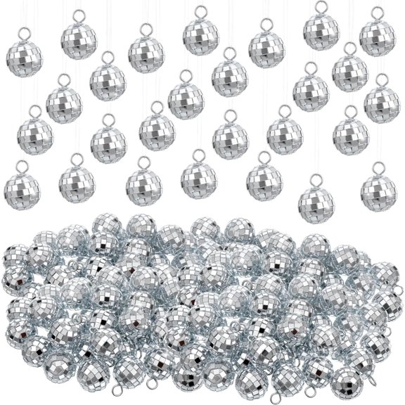 200Pcs Mirror Mini Disco Ball Ornaments - 1.2Inch Small Hanging Discos Ball Decorations with Rope for 70s 80s Disco Party, Birthday, Wedding